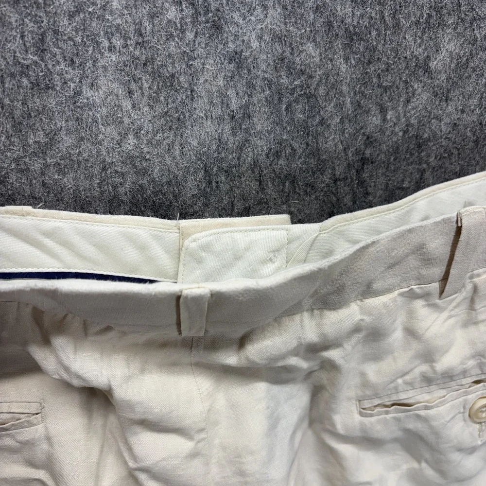 Vintage Polo Ralph Lauren Silk Linen Pants Mens 36x27.5 Light Tan Trouser Preppy